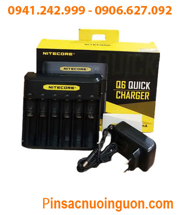 Nitecore Q6; Máy sạc pin Lithium 3.7v Nitecore Q6 _sạc được 1,2,3,4,5,6 Pin 18650,16340,14500,18350,...(tự ngắt khi sạc đầy)