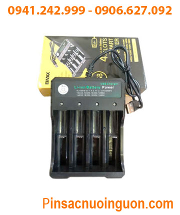 BMAX BH-042100-04U _Máy sạc Pin Lithium 4 Rảnh cổng sạc USB (sạc Pin 14500,18350,18650,18500,CR123A,...)