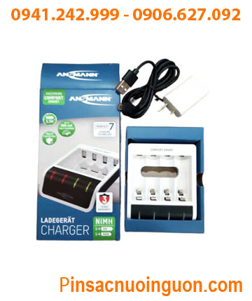 Ansman Comfort Smart _Máy sạc pin Ansman Comfort Smart , 4 rảnh và có cổng USB, sạc được pin sạc AA và AAA