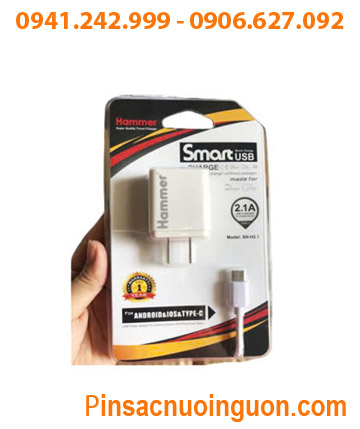 Hammer SN-H2.1A, Sạc di động Hammer Type C Smart USB SN-H2.1 /2.1A ( Android & IOS) /B.hành 3tháng
