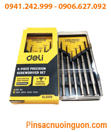 Deli DL-3206, Bộ Tua-vít đa năng với 6 đầu vít đủ cỡ Chất liệu chống Mòn - Gỉ chính hãng