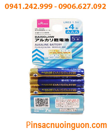 DAISO & HW LR03, Pin AAA 1.5v Alkaline DAISO & HW LR03 /Thị trường Nội địa Nhật-Vỉ pin chữ Nhật (Vỉ 5viên)