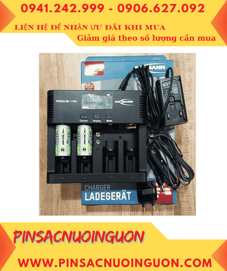Ansman Powerline 5Pro, Máy sạc 5 Pin -Kèm sẳn 2 Pin sạc Ansman C2500mAh-12v Mignon chính hãng