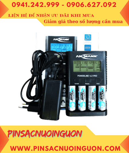Bộ sạc Pin có cổng USB Ansman Powerline 4.2Pro _kèm 4 pin sạc Ansman AA2500mAh 1.2v MaxE
