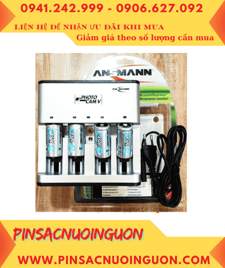 Ansman Photocam V _Bộ sạc pin Photocam V kèm 4 pin sạc C Ansman C4500mAh 1.2v chính hãng