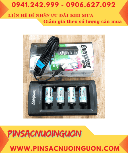 Energizer CHFC _Bộ sạc 4viên pin trung C 1.2v -Kèm sẳn 4 Pin sạc Ansman C4500mAh-1.2v Mignon chính hãng