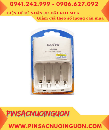 Sanyo NC-MQN06U; Máy sạc pin Sanyo NC-MQN06U _04 khe Sạc được 1,2,3,4 pin AA-AAA_tự ngắt khi pin đầy
