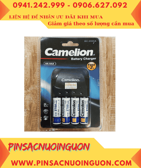 Camelion BC-0905A; Bộ sạc pin Camelion BC-0905A _kèm 4 pin sạc Camelion NH-AA2700LBP2 (AA2700mAh)