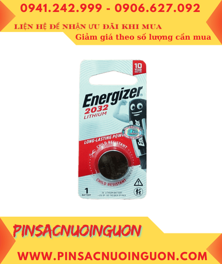 Pin Energizer CR2032; Pin 3v Lithium Energizer CR2032 ECR2032 chính hãng (Loại Vỉ 1viên)