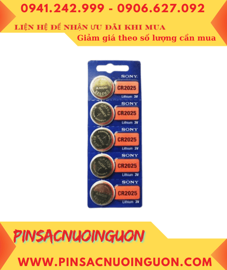 COMBO 1 Vỉ 5viên Pin Sony CR2025 Lithium 3.0v _Giá chỉ 49.000/ Vỉ 5viên