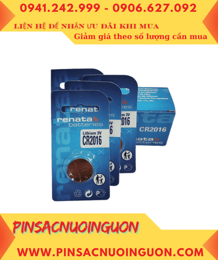 COMBO MUA 01 HỘP 10 vỉ Pin 3v lithium Renata CR2016 chính hãng _Giá chỉ 239.000/Hộp 10 vỉ