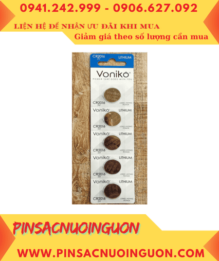 COMBO MUA 1 VỈ 5viên Pin đồng xu 3v lithium Voniko CR2016 _Giá chỉ 29.000đ/Vỉ 5viên
