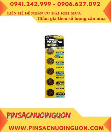 COMBO mua 1vỉ=5viên Pin Toshiba CR2016 lithium 3v chính hãng _Giá chỉ 57.000đ/ Vỉ 5viên