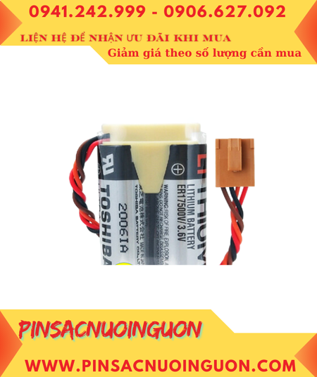 Toshiba 2ER17500V (Zắc nâu 4holes, Mũ chụp); Pin nuôi nguồn Toshiba 2ER17500 3.6v 5400mAh _Xuất xứ Nhật
