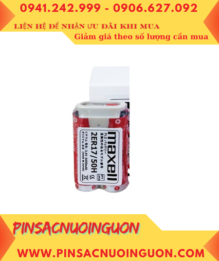 Maxell 2ER17/50H (Zắc đen 2holes, Mũ chụp); Pin nuôi nguồn Maxell 2ER17/50H lithium 3.6v 6600mAh, Xuất xứ NHẬT