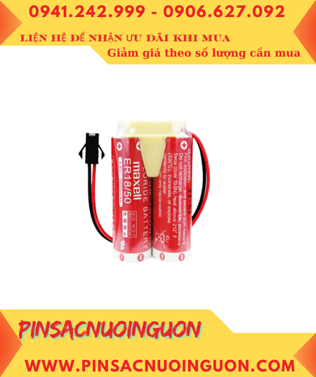 Maxell 2ER18/50 (2viên kết đôi), Pin nuôi nguồn PLC Maxell 2ER18/50 lithium 3.6v 7300mAh, Xuất xứ NHẬT