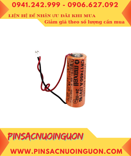 Maxell CR17450A (Zắc trắng); Pin nuôi nguồn PLC Maxell CR17450A lithium 3v 2600mAh chính hãng, Xuất xứ NHẬT