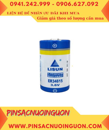 Lisun ER34615; Pin nuôi nguồn Lisun ER34615 lithium 3.6v D 19000mAh chính hãng
