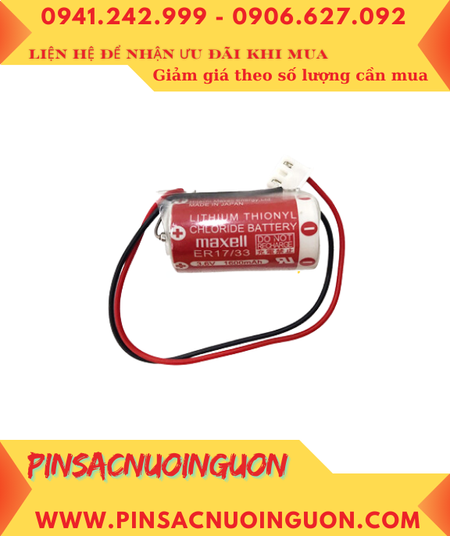 Maxell ER17/33; Pin nuôi nguồn PLC Maxell ER17/33 lithium 3.6v 2/3A 1600mAh chính hãng, Xuất xứ Nhật