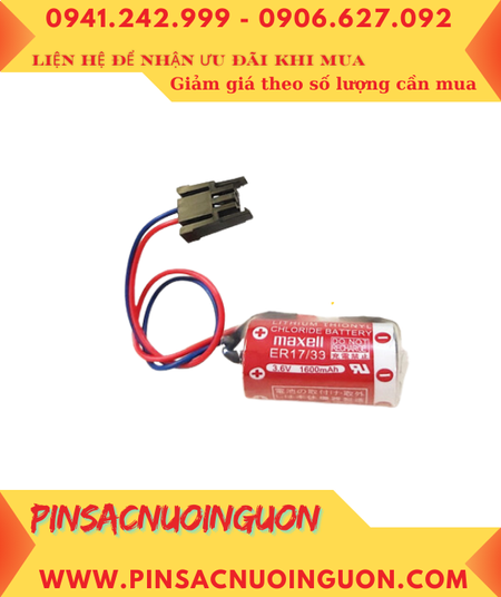 Maxell ER17/33; Pin nuôi nguồn PLC Maxell ER17/33 lithium 3.6v 2/3A 1600mAh chính hãng, Xuất xứ Nhật