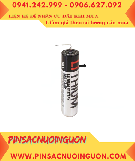 Toshiba ER6V (Chuẩn EU, chân thép); Pin nuôi nguồn PLC Toshiba ER6V lithium 3.6v AA 2000mAh, Xuất xứ Nhật