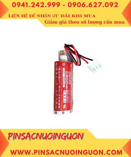 Maxell ER6C (Đầu sứ, Zắc trắng); Pin nuôi nguồn PLC Maxell ER6C 3.6v AA1800mAh Lithium Thionyl Chloride
