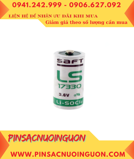 Saft LS17330 _Pin LS17330; Pin nuôi nguồn PLC Saft LS17330 lithium 3.6v 2/3A 1800mAh _Xuất xứ ANH (UK)