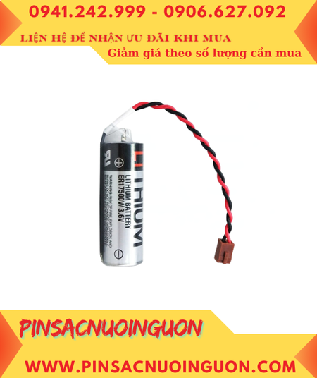 Toshiba ER17500V (Zắc trắng nhỏ); Pin nuôi nguồn PLC Toshiba ER17500V lithium 3.6v A 2700mAh, Xuất xứ Nhật