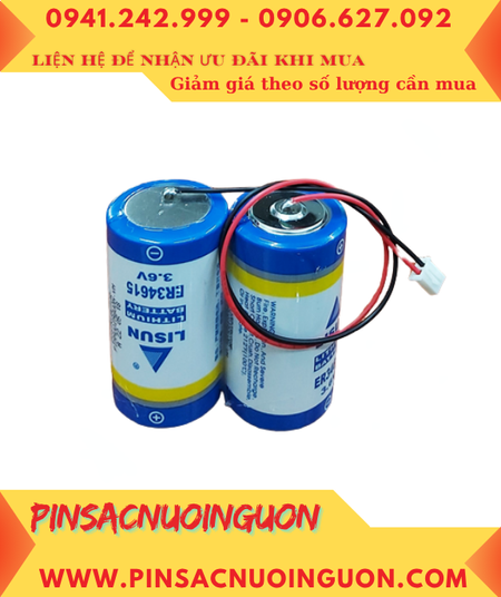 Lisun 2ER34615, Pin nuôi nguồn Lisun 2ER34615 lithium 7.2v 19000mAh (2 viên ghép đôi có zắc cắm)
