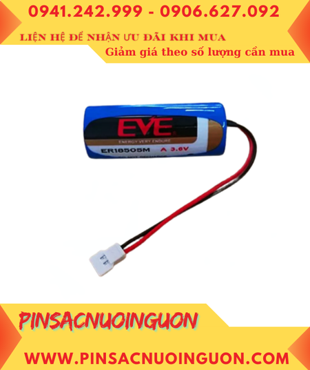 EVE ER18505M (ZẮC CẮM), Pin nuôi nguồn PLC EVE ER18505 lithium 3.6V 3650mAh chính hãng