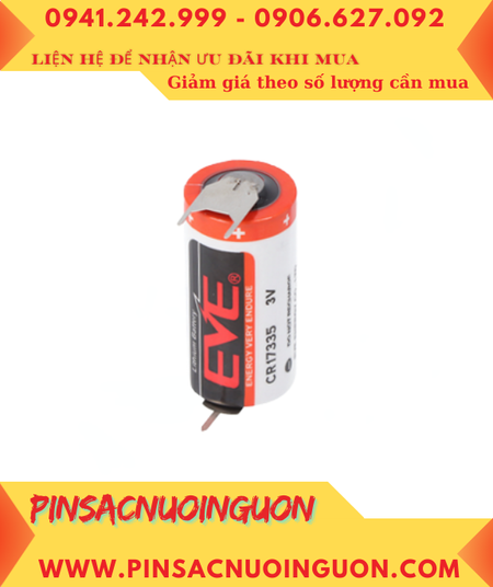 EVE CR17335 (3chấu hàn), Pin nuôi nguồn EVE CR17335 Lithium 3v 2/3A 1500mAh chính hãng