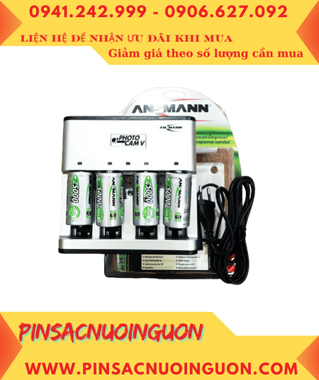 Ansman PhotoCam V _Bộ sạc Pin PhotoCam V kèm 4 pin sạc D Ansman D5000mAh 1.2v chính hãng