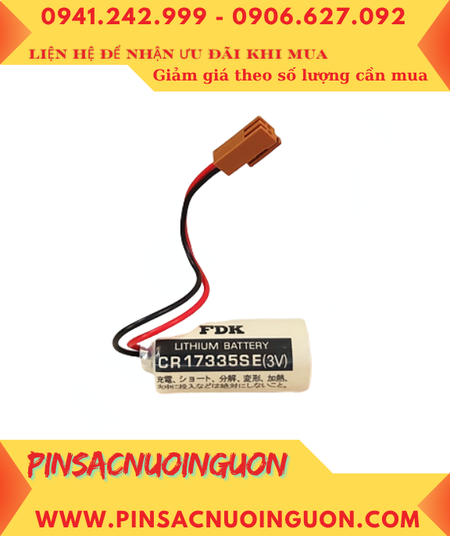 FDK CR17335SE; Pin nuôi nguồn PLC FDK CR17335SE lithium 3v 2/3A 1800mAh (zắc nâu) /Xuất xứ NHẬT