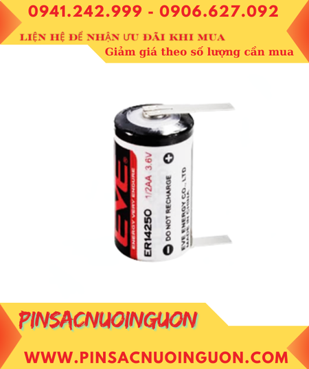 EVE ER14250 (chân thép hàn), Pin nuôi nguồn EVE ER14250 lithium 3.6v 1200mAh 1/2A chính hãng