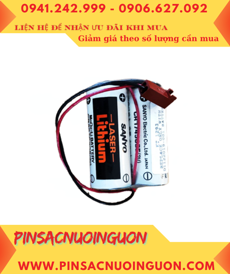 Sanyo 2CR17450SE (2 viên ghép đôi); Pin nuôi nguồn Sanyo CR17450SE 5000mAh lithium 3v, X.xứ NHẬT