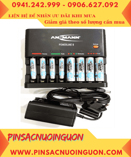 Bộ sạc Pin Ansman Powerline 8 _Kèm 8 Pin (04 pin sạc Ansman AA2500mAh và 04 pin AAA800mAh 1.2v)