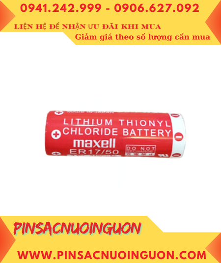 Maxell ER17/50 (chân thép); Pin nuôi nguồn PLC Maxell ER17/50 3.6v 2750mAh Lithium Thionyl Chloride