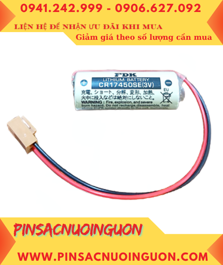 FDK CR17450SE (Zắc đen); Pin nuôi nguồn PLC FDK CR17450SE lithium 3v 4/5A 2500mAh, Xuất xứ NHẬT