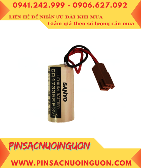 Sanyo CR17335SE-R _Pin nuôi nguồn Sanyo CR17335SE lithium 3v 2/3A 1800mAh (zắc nâu) _Xuất xứ Nhật