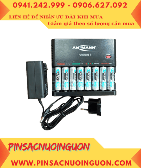Ansman Powerline 8; Bộ sạc 8 pin AA Ansman Powerline 8 kèm sẳn 8 pin sạc Ansman AA2500mAh 1.2v