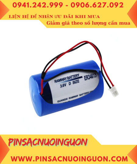 RAMWAY ER34615 (Dây zắc cắm); Pin nuôi nguồn RAMWAY ER34615 lithium 3.6V D 19000mAh chính hãng