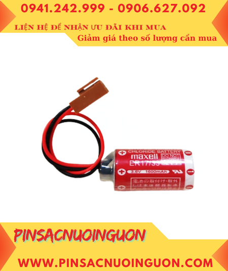 Maxell ER17/33 (Zắc JEA); Pin nuôi nguồn PLC Maxell ER17/33 lithium 3.6v 2/3A 1600mAh, Xuất xứ Nhật