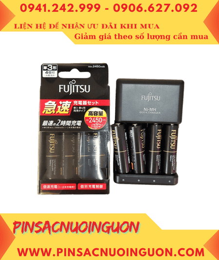 Bộ sạc pin AA Fujitsu FCT344ACHFX(FX) kèm sẳn 4 pin sạc Fujitsu AA2450mAh 1.2v Nội địa Nhật