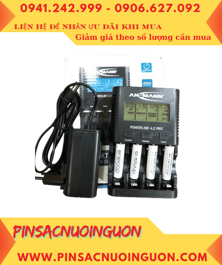 Ansman Powerline 4.2Pro _Bộ sạc có chức năng XẢ PIN kèm 4 pin sạc Eneloop AAA800mAh 1.2v _Japan