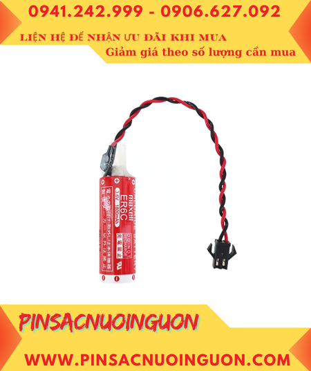 Maxell ER6C (Đầu sứ, Zắc OTC); Pin nuôi nguồn PLC Maxell ER6C 3.6v AA1800mAh Lithium Thionyl Chloride