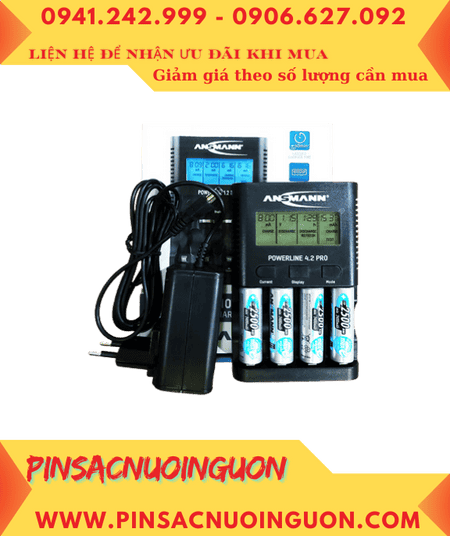 Ansman Powerline 4.2Pro _Bộ sạc pin Powerline 4.2Pro kèm 4 pin sạc Ansman AA2500mAh 1.2v MaxE