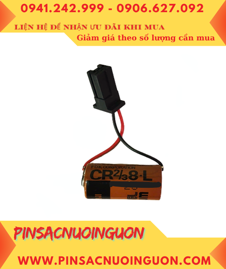 FUJI CR2/3 8.L (Zắc Fanuc); Pin nuôi nguồn FUJI CR2/3 8.L lithium 3v 2/3A 1900mAh chính hãng, Xuất xứ NHẬT