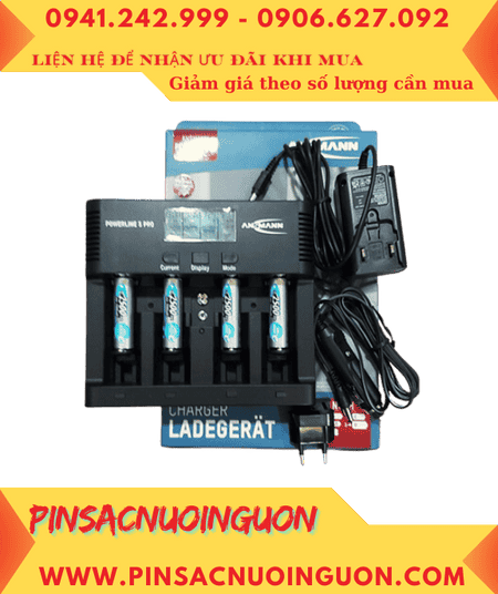 Bộ sạc pin Powerline 5Pro _màn hình LCD _cổng USB _đo dung lượng Pin _ kèm 4 pin sạc Ansman MaxE AA2500mAh 1.2v