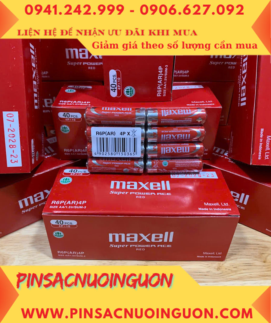 COMBO 1HỘP=40viên Pin AA 1.5v Maxell R6P(AR)4P SUM-3 Super Power ACE _Giá chỉ 109.000đ/ Hộp
