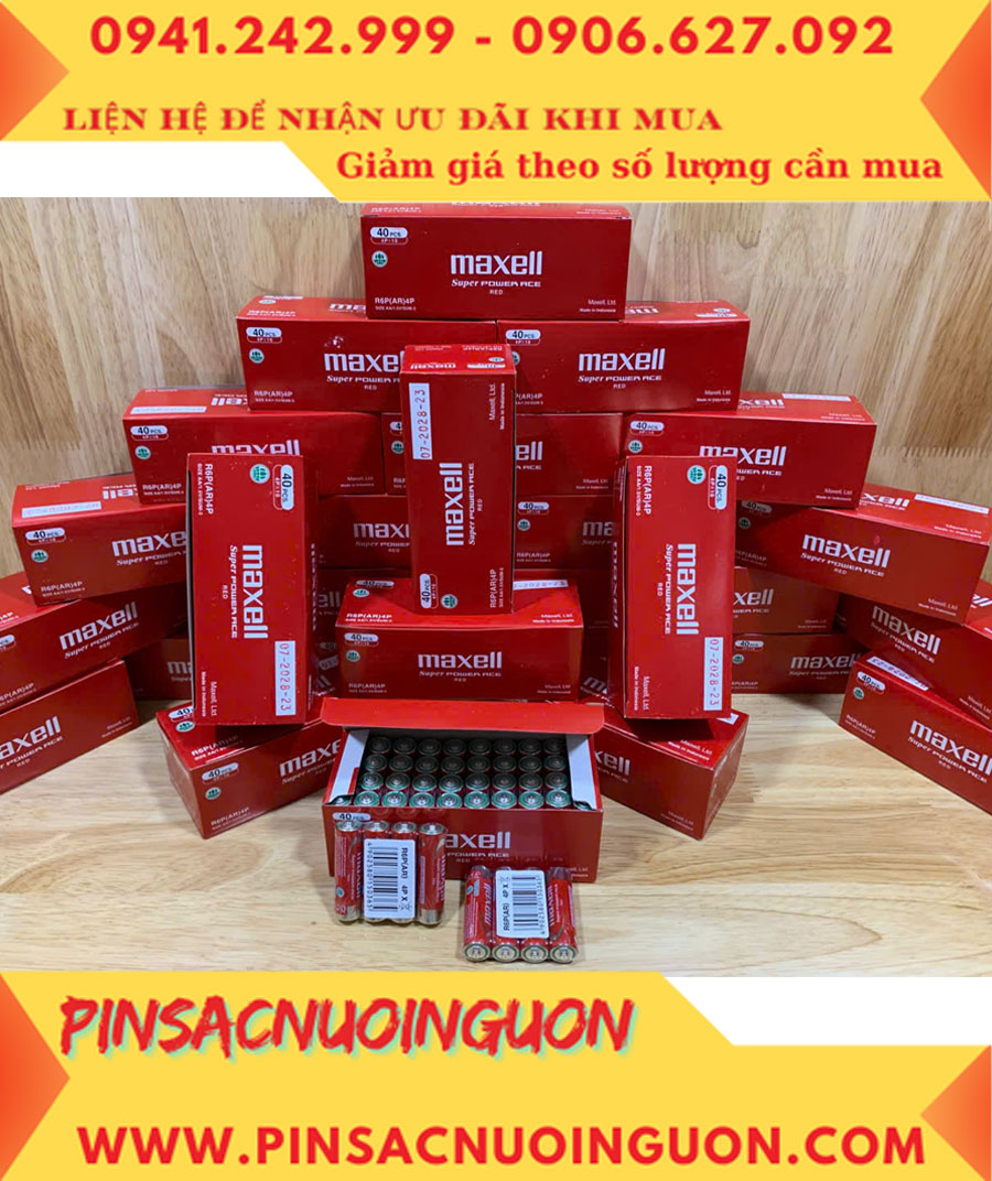 COMBO 1HỘP=40viên Pin AA 1.5v Maxell R6P(AR)4P SUM-3 Super Power ACE _Giá chỉ 109.000đ/ Hộp